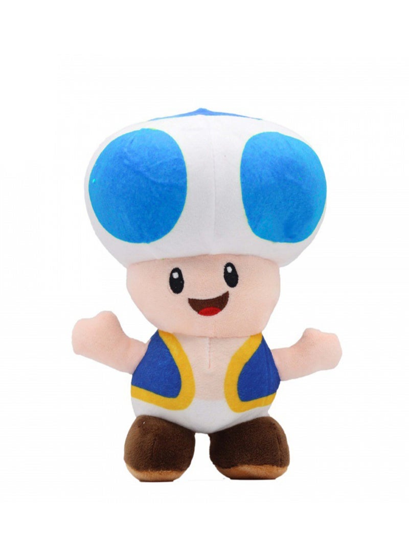 Popular Super Mario Doll Plumber Mushroom Plush Toy (Blue Mushroom) - Image 1